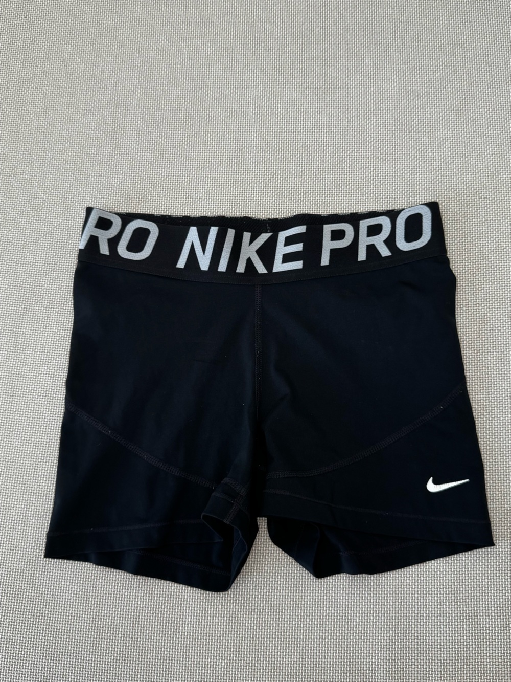 Nike Dri-FIT Black Athletic Shorts with Gray Swoosh